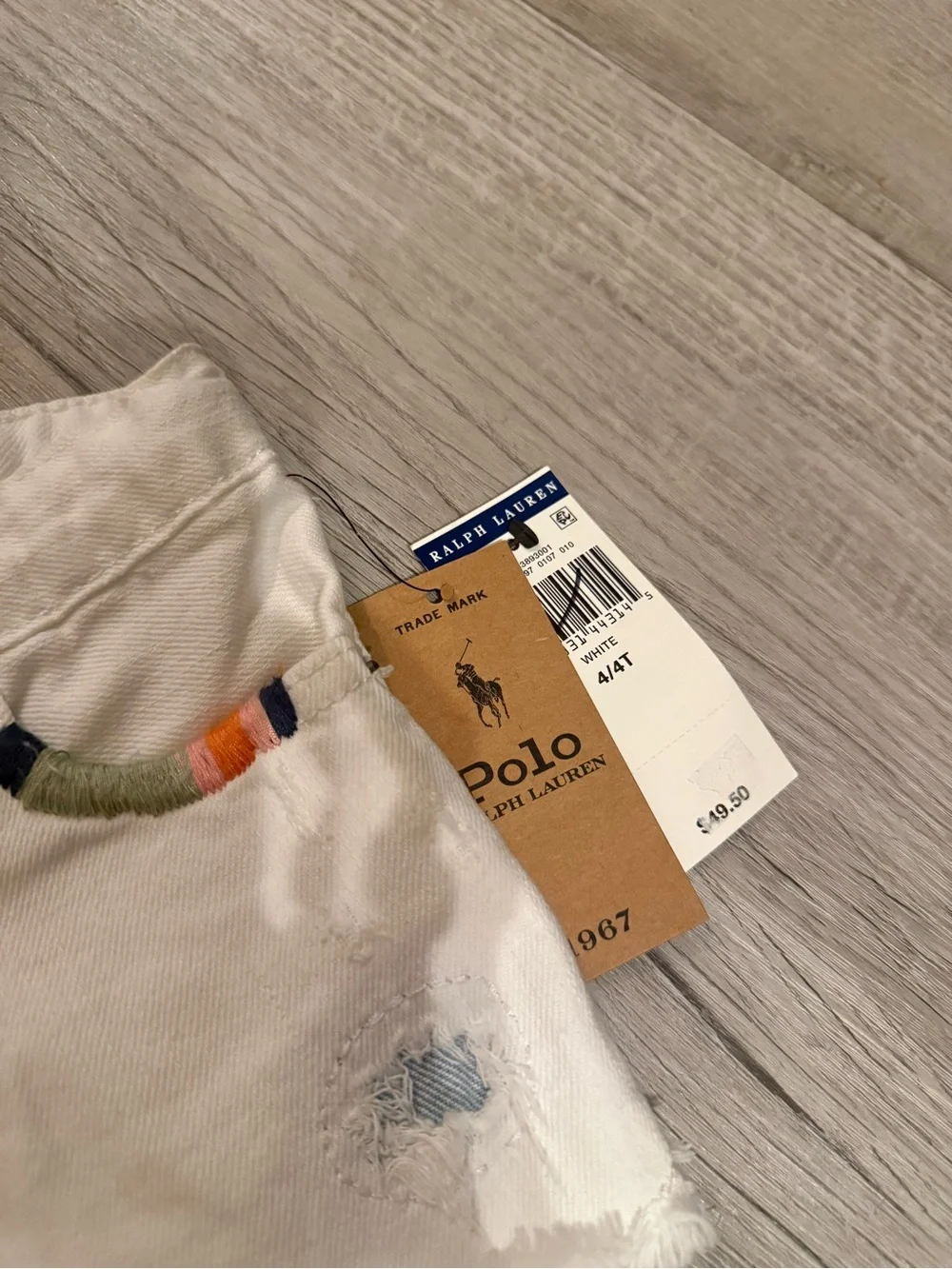 Girls 4t Polo Ralph Lauren White Distressed Denim Shorts NWT